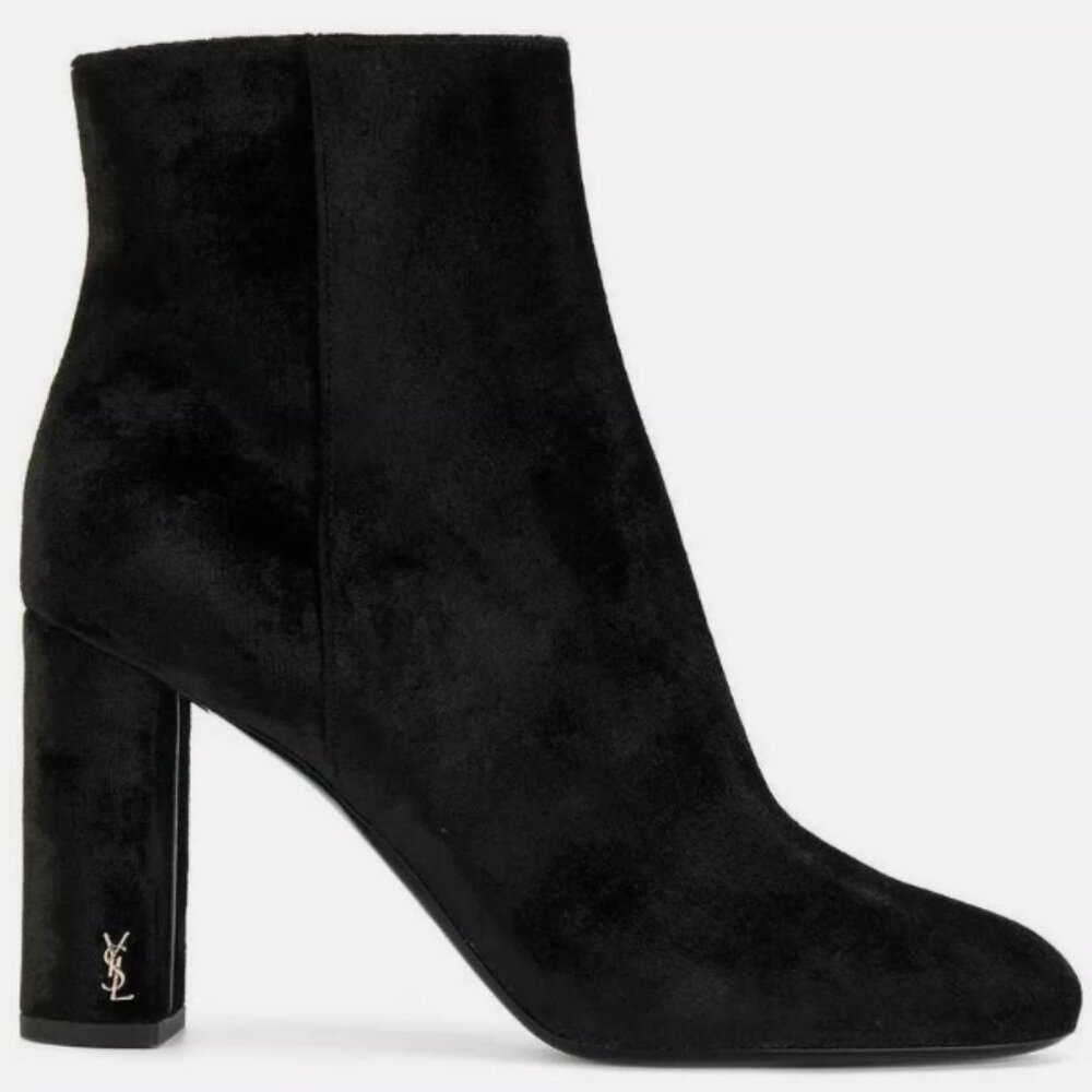 Saint Laurent Lou Black Suede Ankle Boots (70 mm heel) - size 39